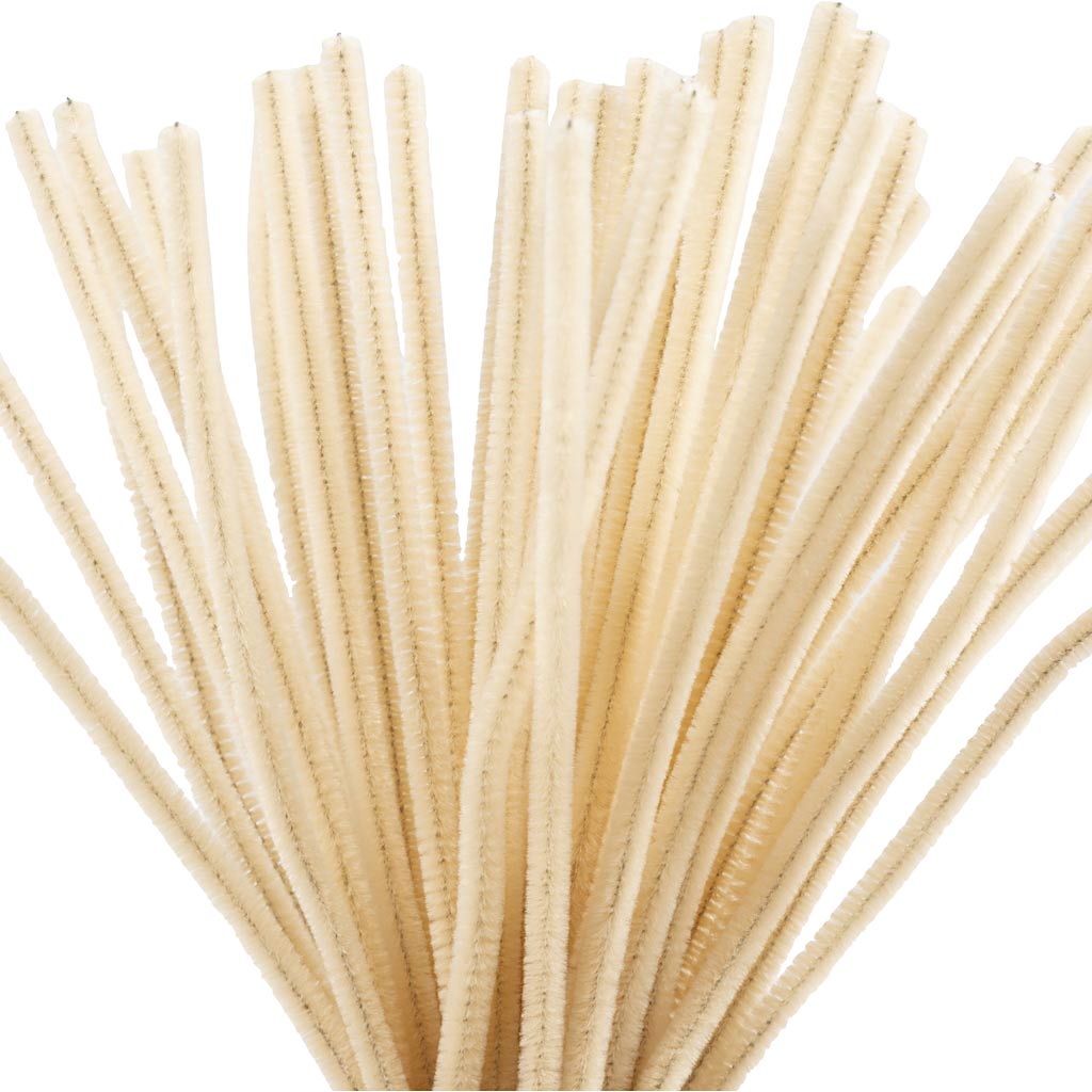 Creativ company chenille, l: 30 cm, dikte 6 mm, beige, 50 stuk 1 doos