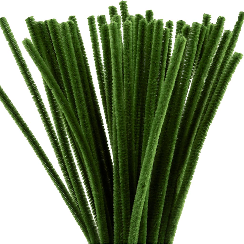 Creativ company chenille, l: 30 cm, dikte 6 mm, dennegroen, 50 stuk 1 doos