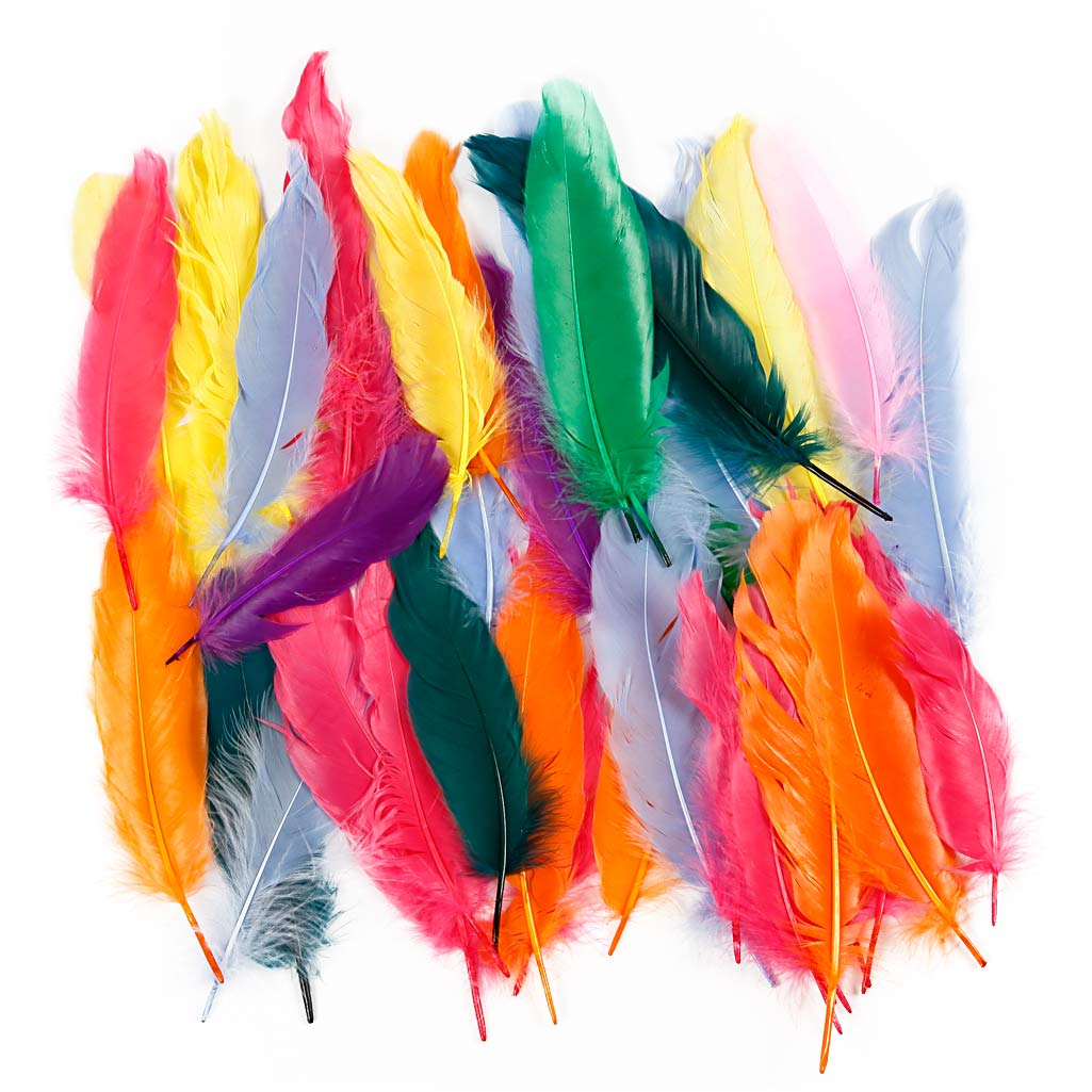 Creativ company veren, l: 12-15 cm, diverse kleuren, 350 stuk 1 doos
