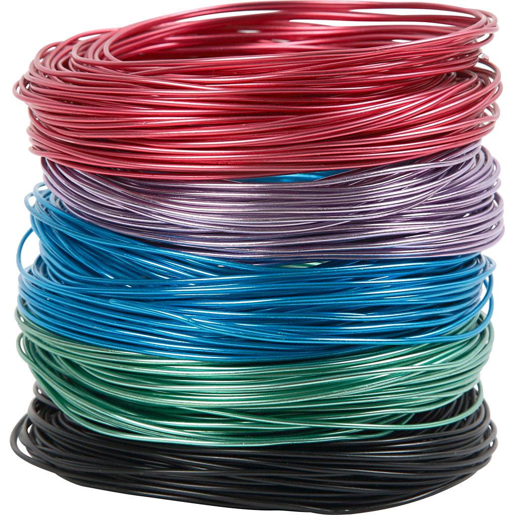Creativ company alu draad, dikte 1,5 mm, diverse kleuren, 5x20 m 1 doos
