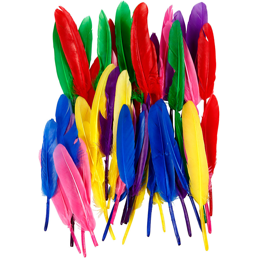 Creativ company veren, l: 13 cm, diverse kleuren, 48 stuk 1 doos