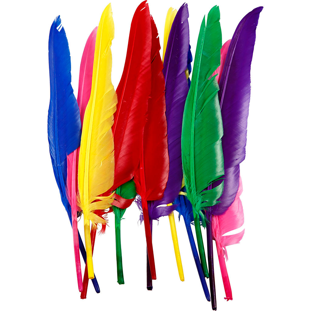 Creativ company veren, l: 27 cm, diverse kleuren, 12 stuk 1 doos