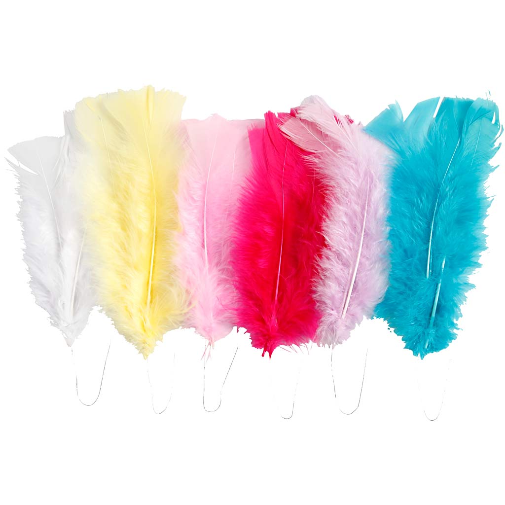 Creativ company veren, l: 11-17 cm, diverse kleuren, 18 bol 1 doos