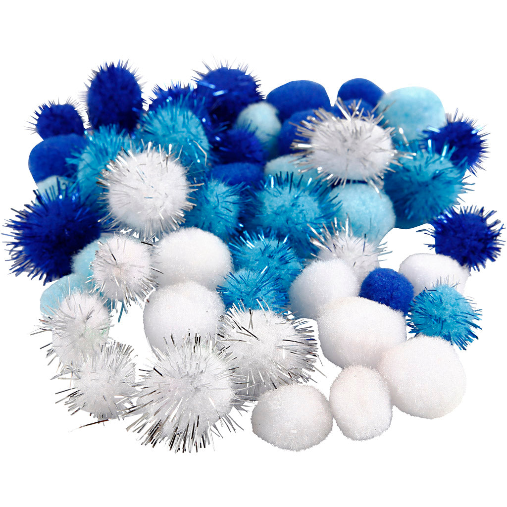 Creativ company pompons, d 15+20 mm, diverse kleuren, 48 div 1 doos