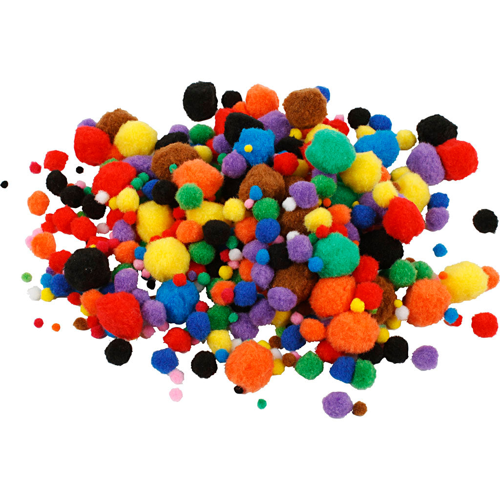 Creativ company pompons, d 5-40 mm, ca. 150 stuk, diverse kleuren, 42 gr 1 doos
