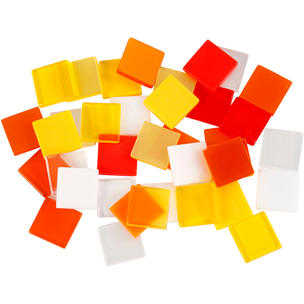 Creativ company mini mozaiek, afm 10x10 mm, dikte 2 mm, rood oranje harmonie, 25 gr 1 doos