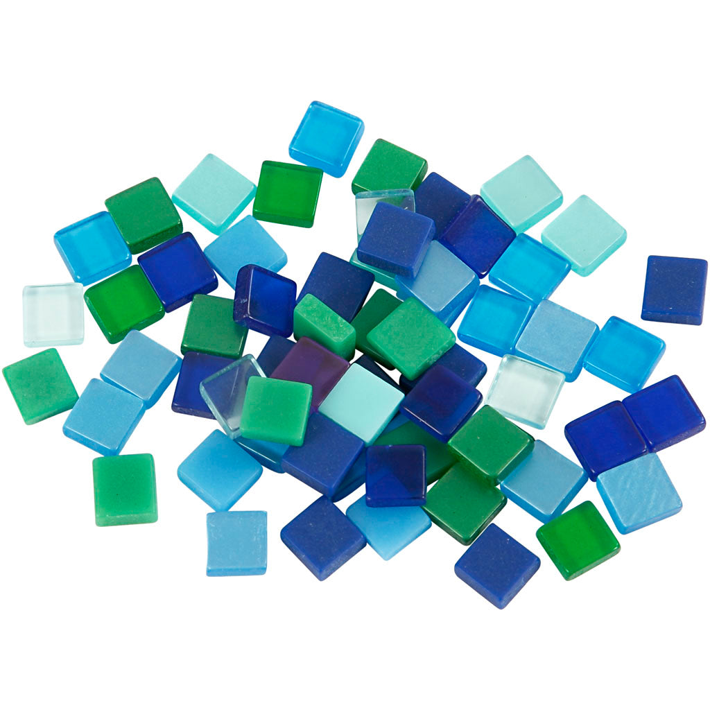 Creativ company mini mozaiek, afm 5x5 mm, dikte 2 mm, blauw groen harmonie, 25 gr 1 doos