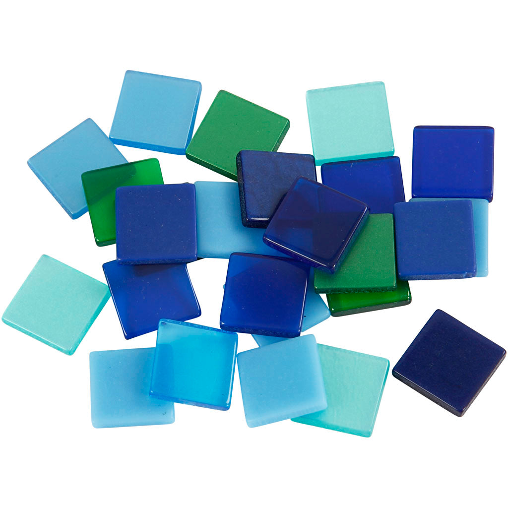Creativ company mini mozaiek, afm 10x10 mm, dikte 2 mm, blauw groen harmonie, 25 gr 1 doos