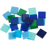 Creativ company mini mozaiek, afm 10x10 mm, dikte 2 mm, blauw groen harmonie, 25 gr 1 doos