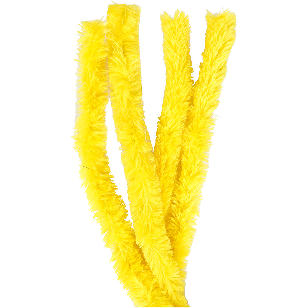 Creativ company chenille, l: 40 cm, dikte 30 mm, geel, 4 stuk 1 doos
