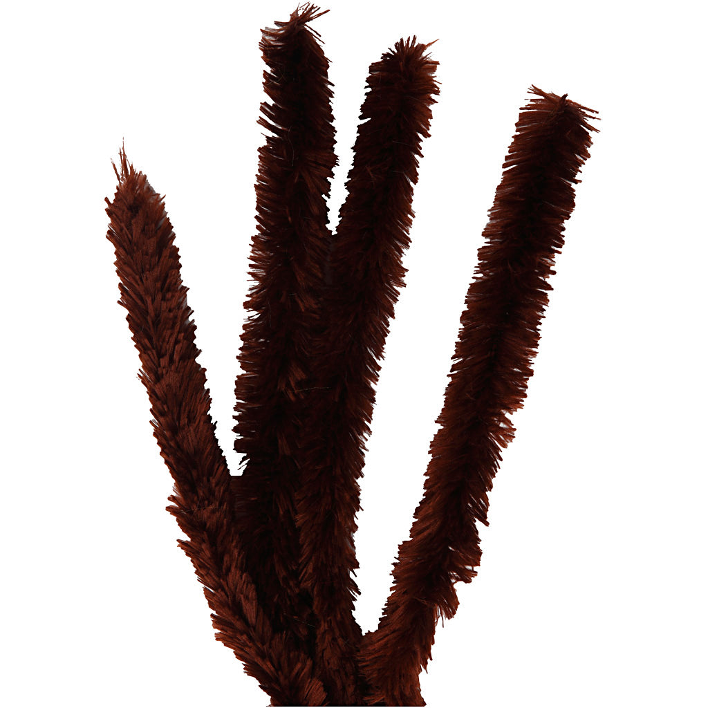 Creativ company chenille, l: 40 cm, dikte 30 mm, bruin, 4 stuk 1 doos