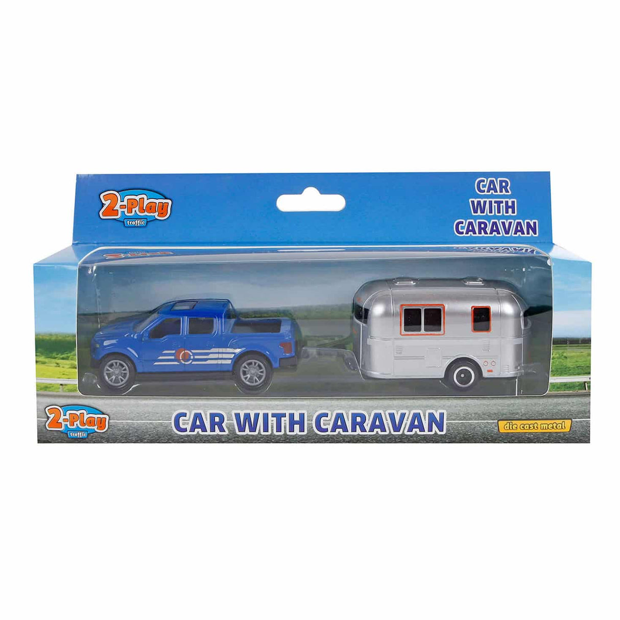 Cilgro 2-play auto met caravan 17 cm lang