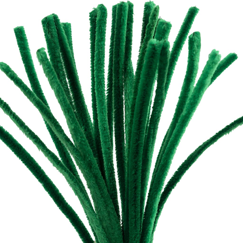 Creativ company chenille, l: 30 cm, dikte 9 mm, donkergroen, 25 stuk 1 doos