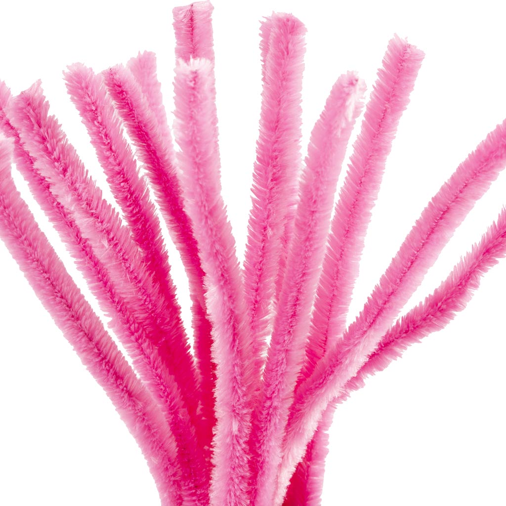 Creativ company chenille, l: 30 cm, dikte 15 mm, roze, 15 stuk 1 doos