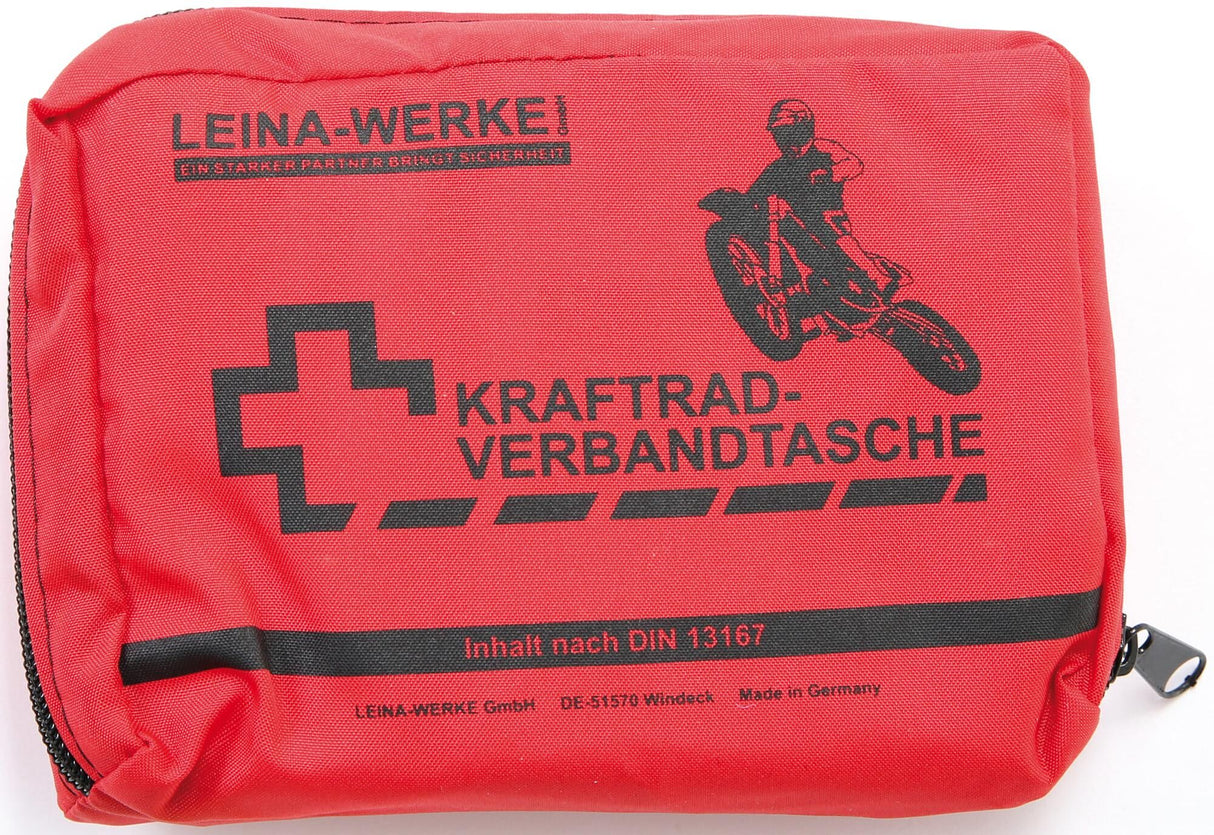 Leina-werke ehbo-tas first aid bag leina red nylon,din13167 f.motorcyc