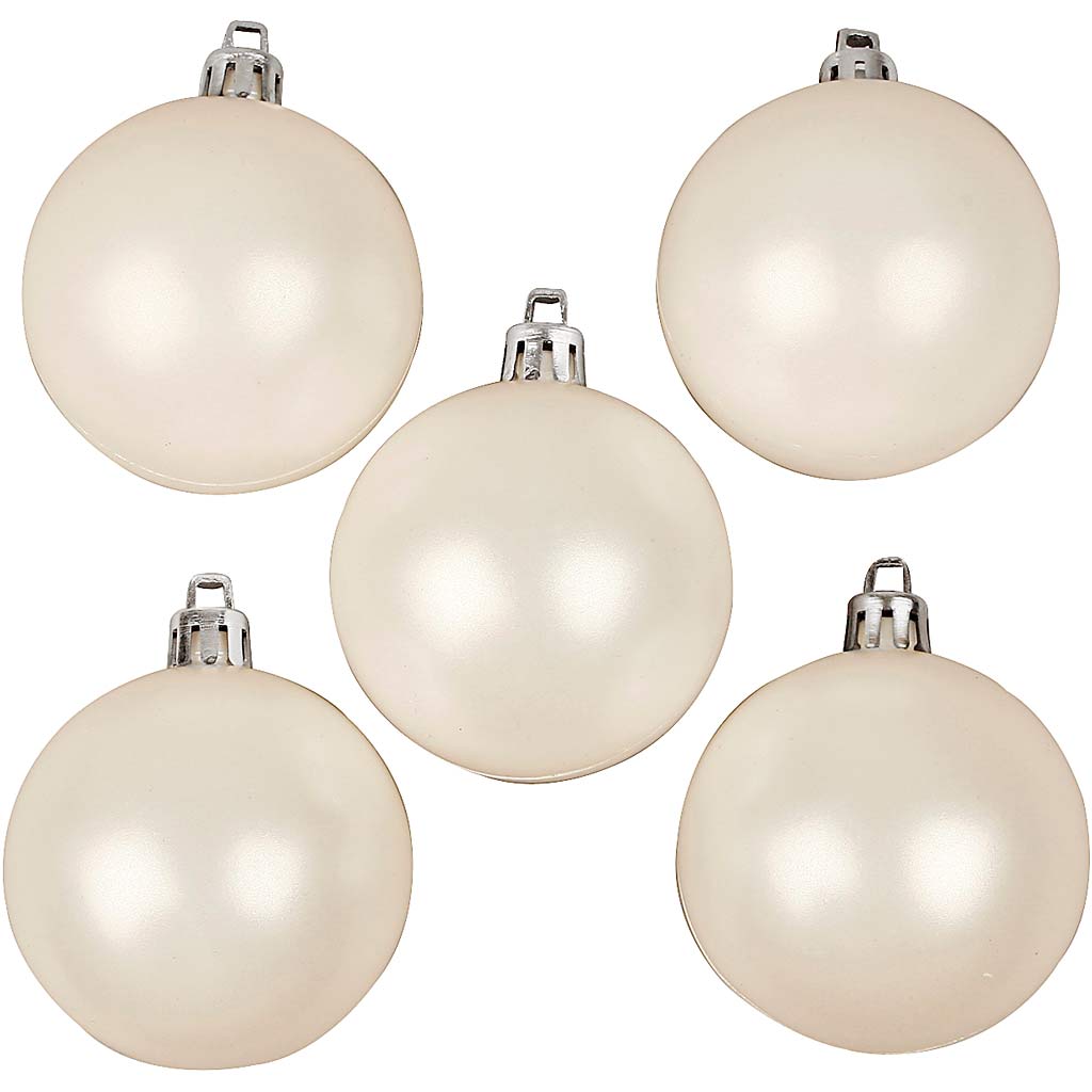 Creativ company kerstballen, d 6 cm, wit, parelmoer, 20 stuk 1 doos