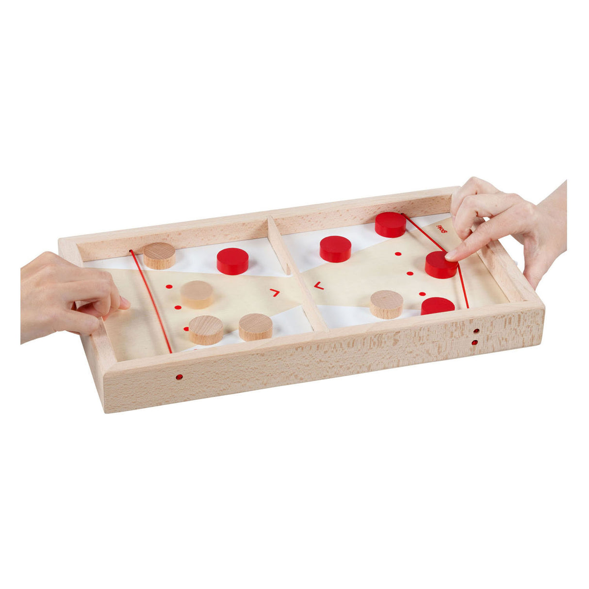 Goki houten puck schieten speeltafel 2in1, 11dlg.