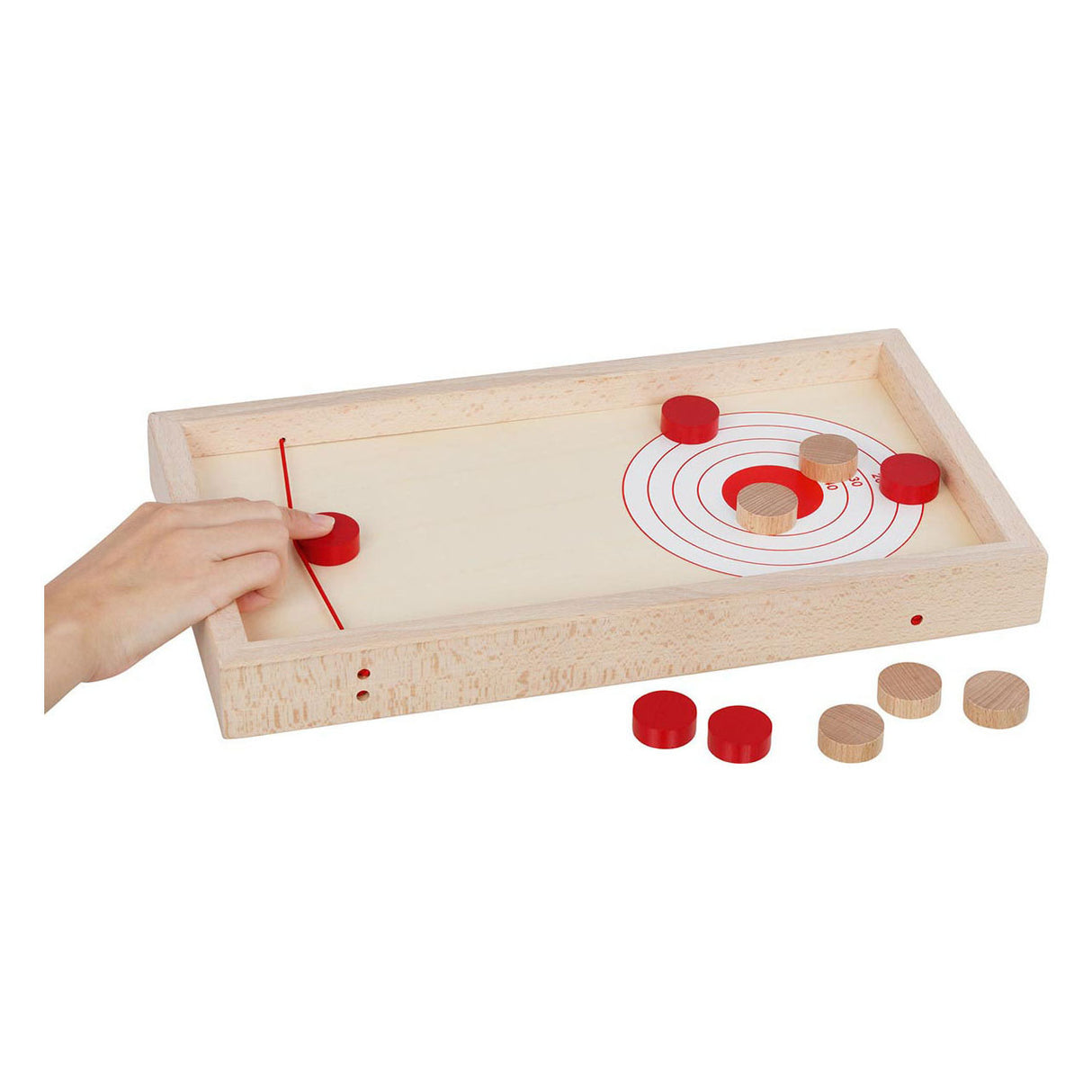 Goki houten puck schieten speeltafel 2in1, 11dlg.