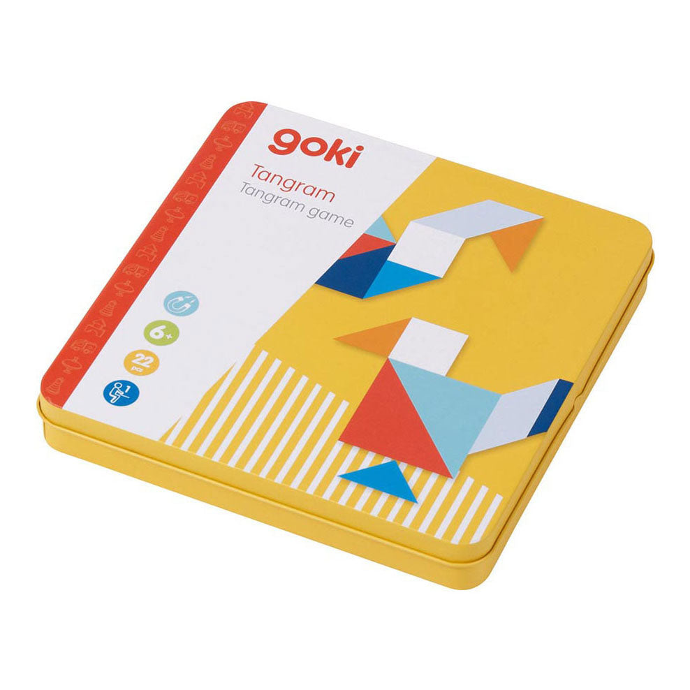 Goki houten tangram spel in blik