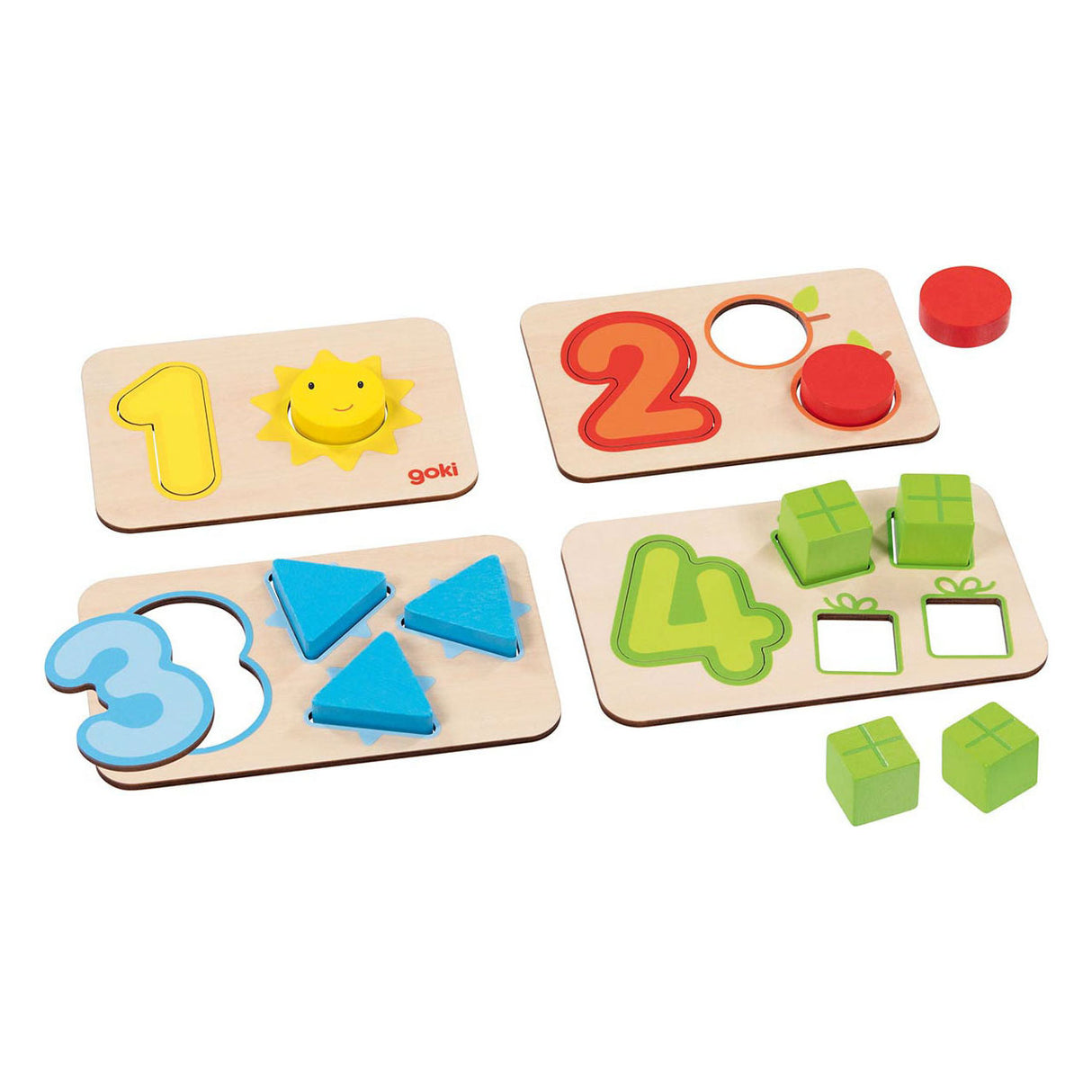 Goki houten vormenpuzzel cijfers en vormen, 18st.