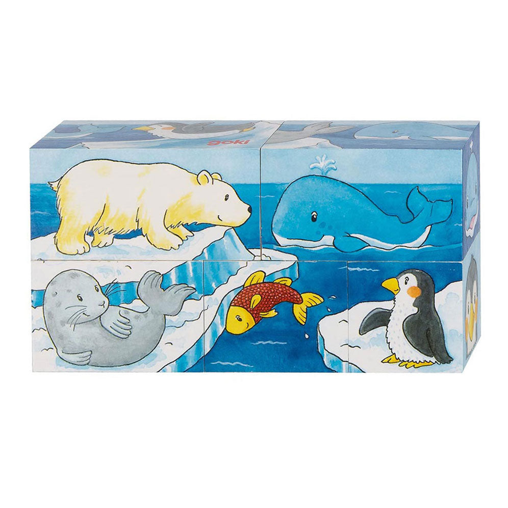 Goki houten blokpuzzel safari, 5st.