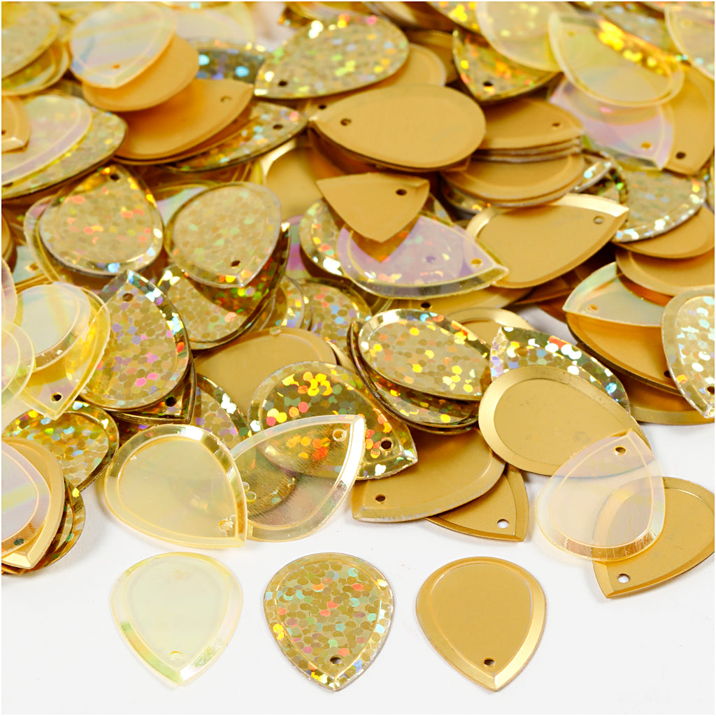 Creativ company pailletten, druppel, afm 14x19 mm, goud, 50 gr 1 doos
