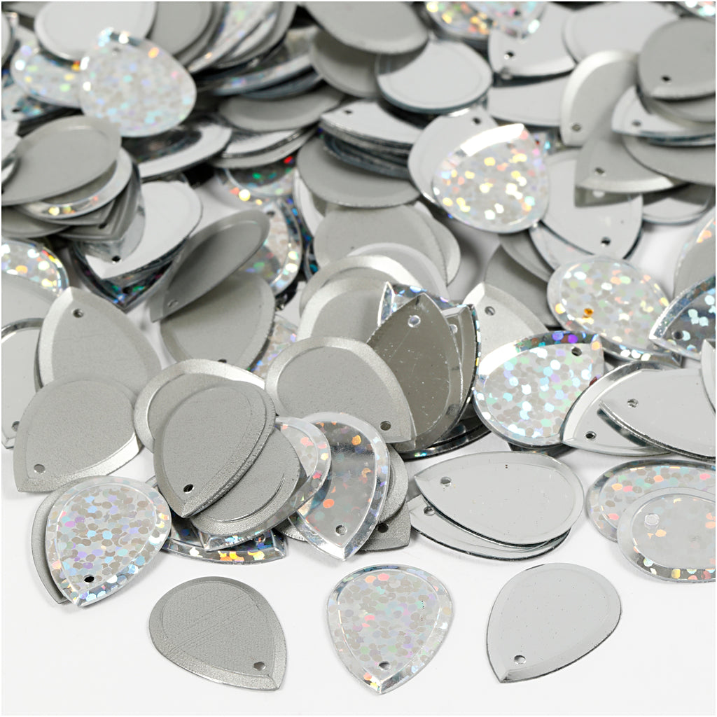 Creativ company pailletten, druppel, afm 14x19 mm, zilver, 50 gr 1 doos