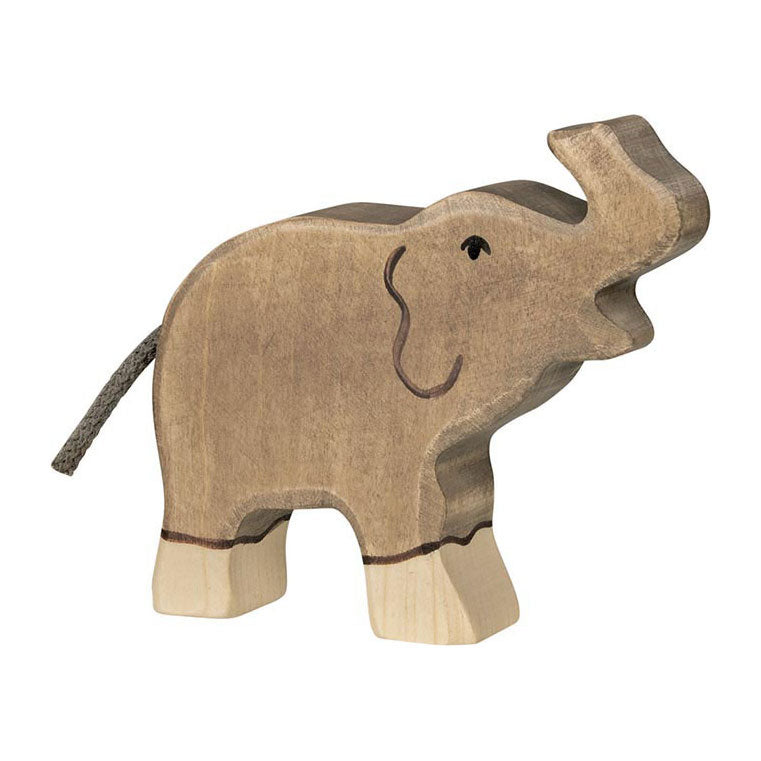 Holztiger houten olifant klein slurf omhoog