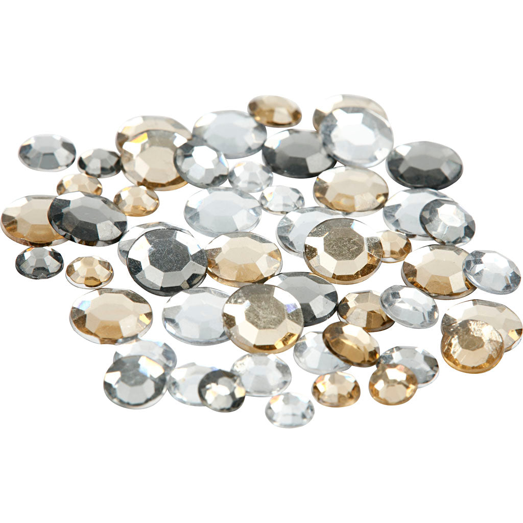 Creativ company strasstenen, rond, afm 6+9+12 mm, gouden glans, 360 stuk 1 doos