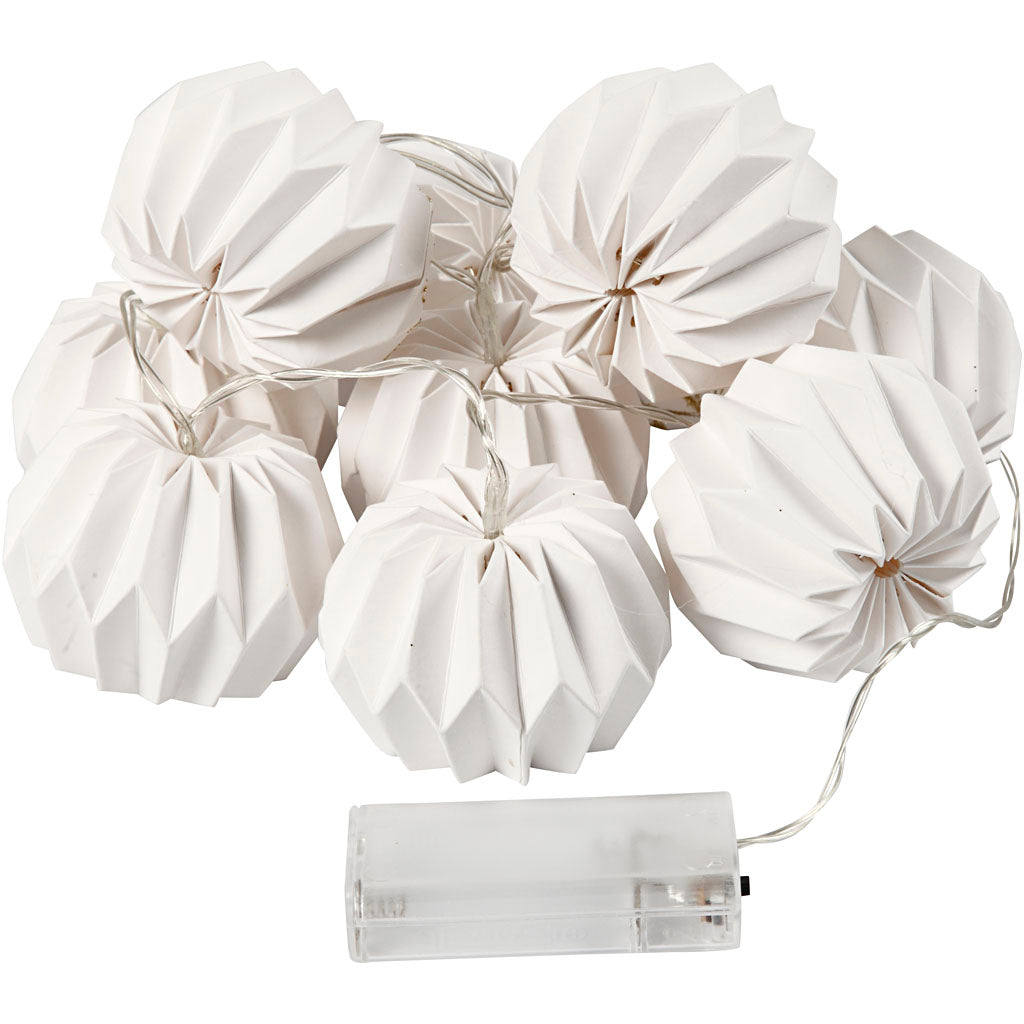 Creativ company led lichtslinger met lampenkapjes, rond, h: 55 mm, l: 100 cm, d 75 mm, wit, 1 stuk