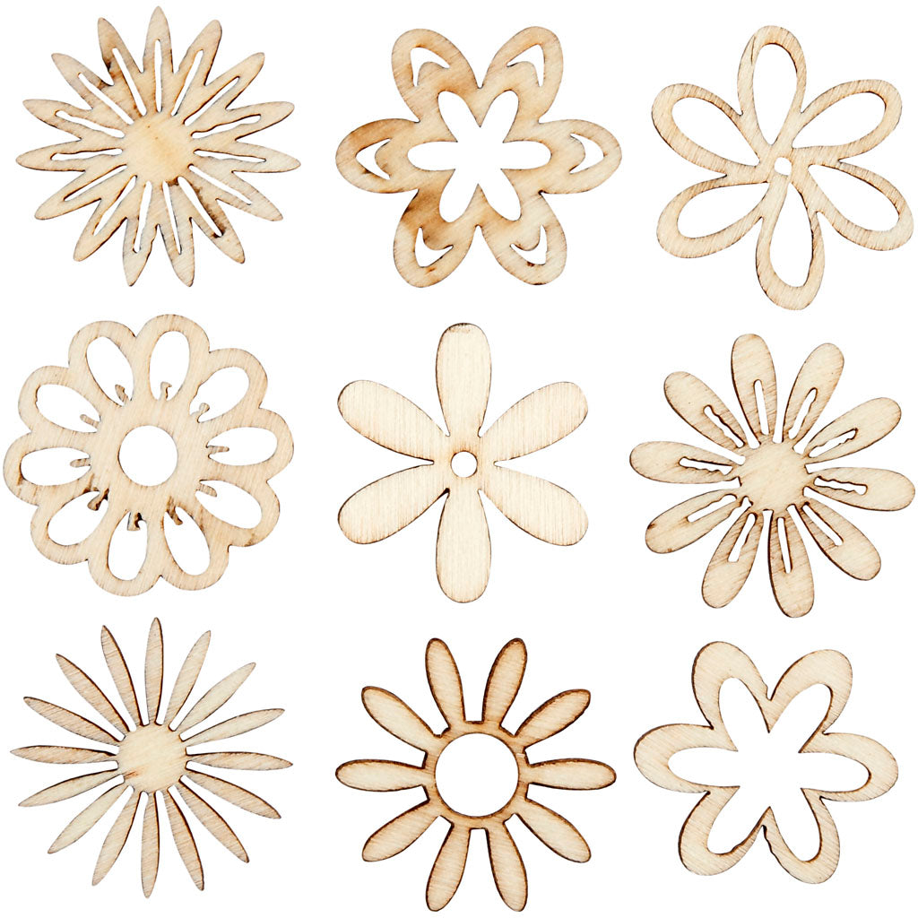 Creativ company hout decoratie, bloemen, afm 28 mm, 45 stuk 1 doos