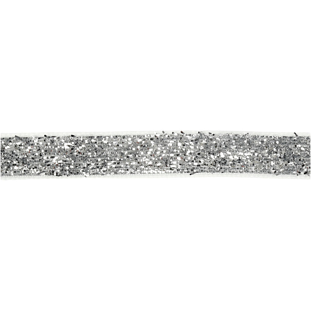 Vivi gade lint, b: 10 mm, zilver, 5 m 1 rol
