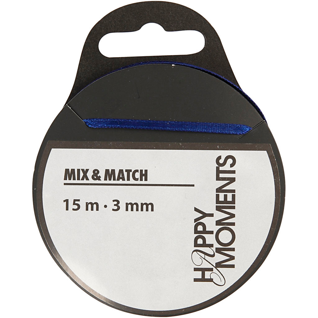 Creativ company satijnlint, b: 3 mm, donkerblauw, 15 m 1 rol