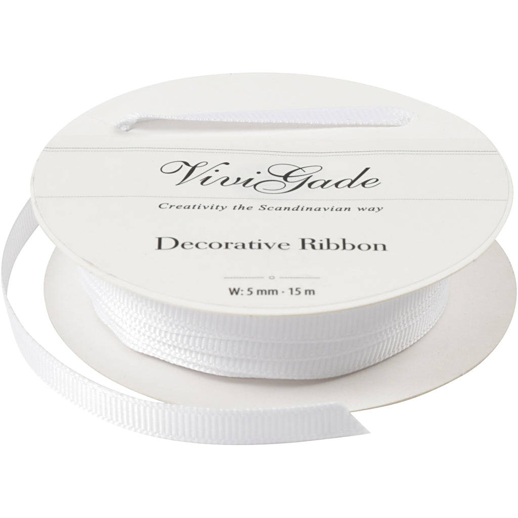 Creativ company decoratie lint, b: 6 mm, wit, 15 m 1 rol