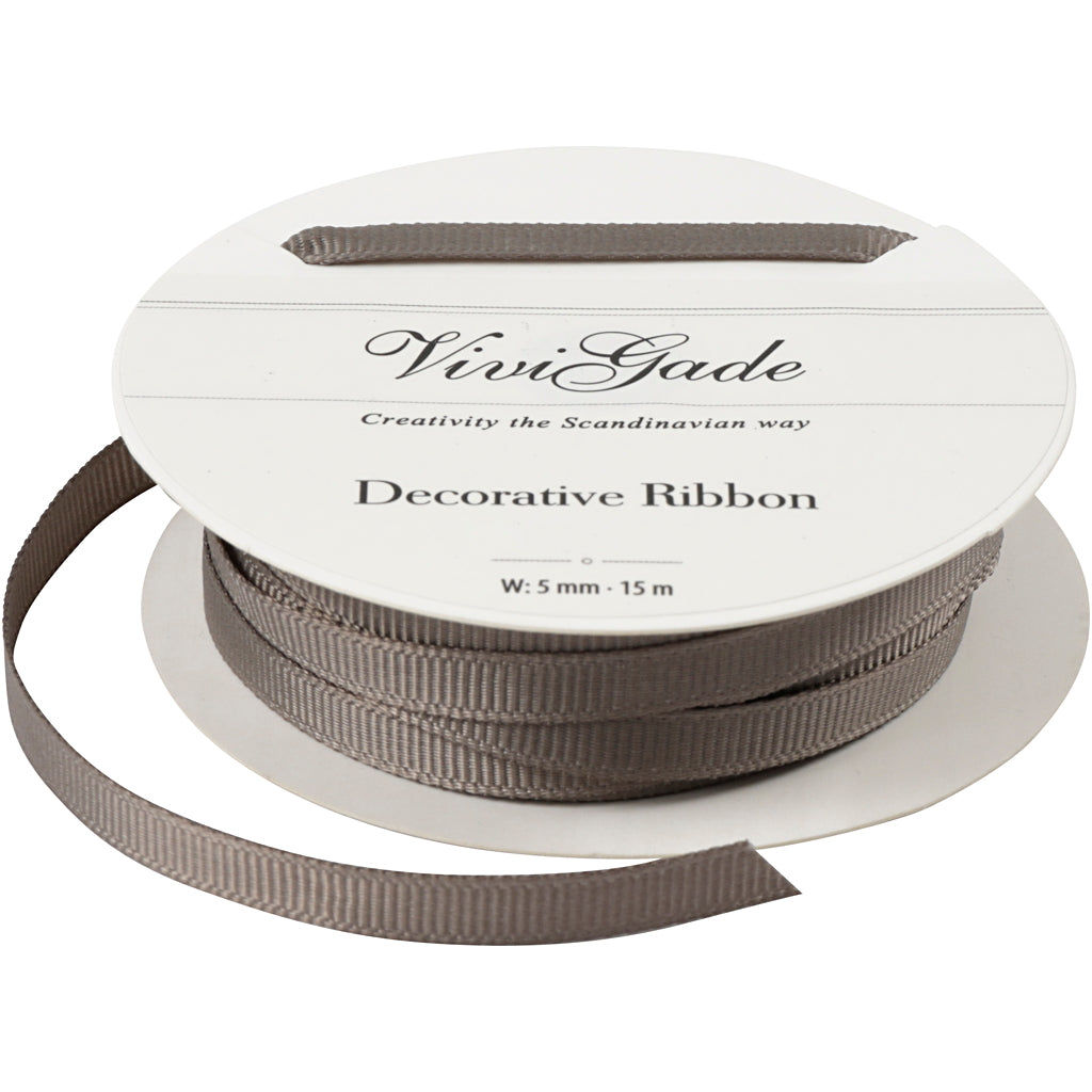 Creativ company decoratie lint, b: 6 mm, grijs, 15 m 1 rol