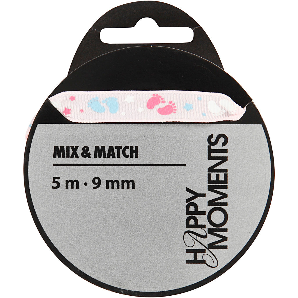 Creativ company decoratielint, b: 9 mm, roze, 5 m 1 rol