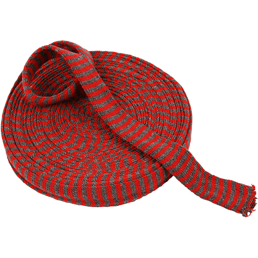 Creativ company rondgebreide buis, b: 30 mm, kerstrood grijs, 10 m 1 rol