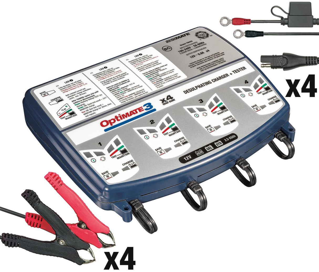 Tecmate acculader optimate3 optimate 3 charger 4er bank