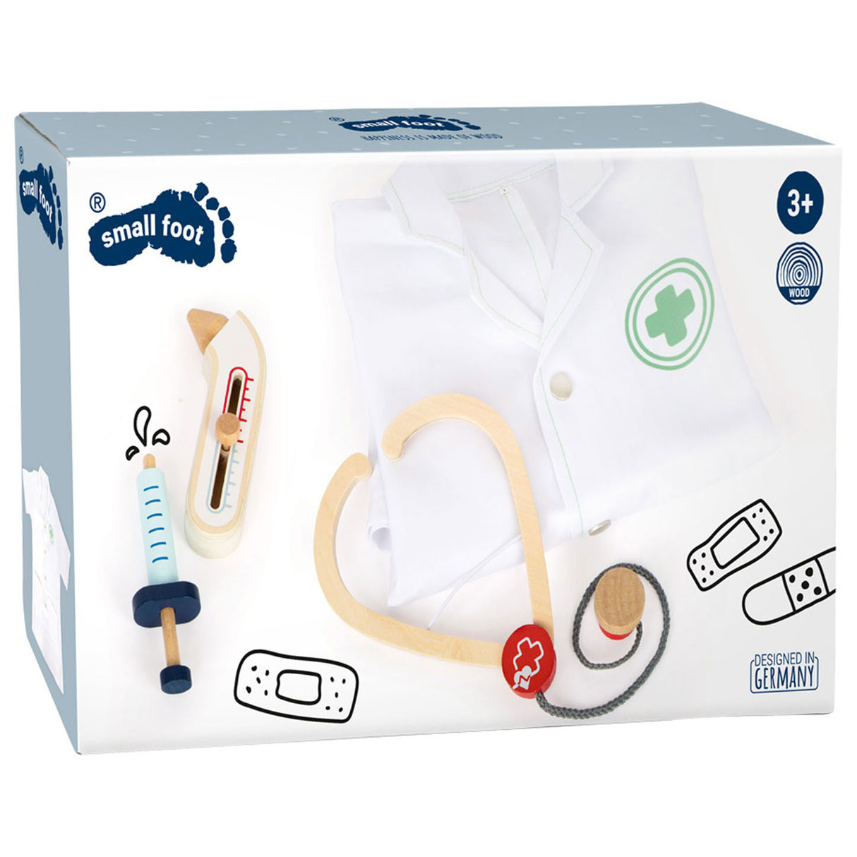 Small foot - dokterjas met houten accessoires, 4dlg.