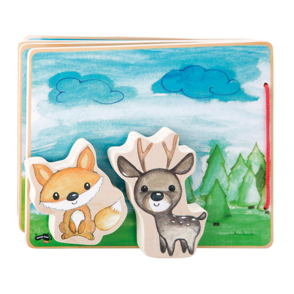 Small Foot Houten Prentenboek Bos met 2 Speelfiguren