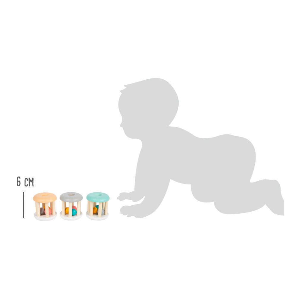 Small Foot Houten Baby Ratel Pastel, 3st.