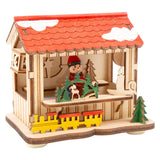Small Foot Houten Decoratie Kerstmarkt met Lampjes, Set van 3
