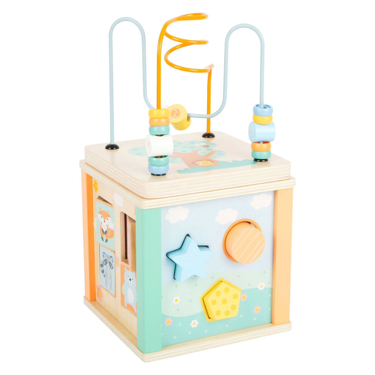 Small Foot Houten Activiteitenkubus en Motoriekspiraal Pastel
