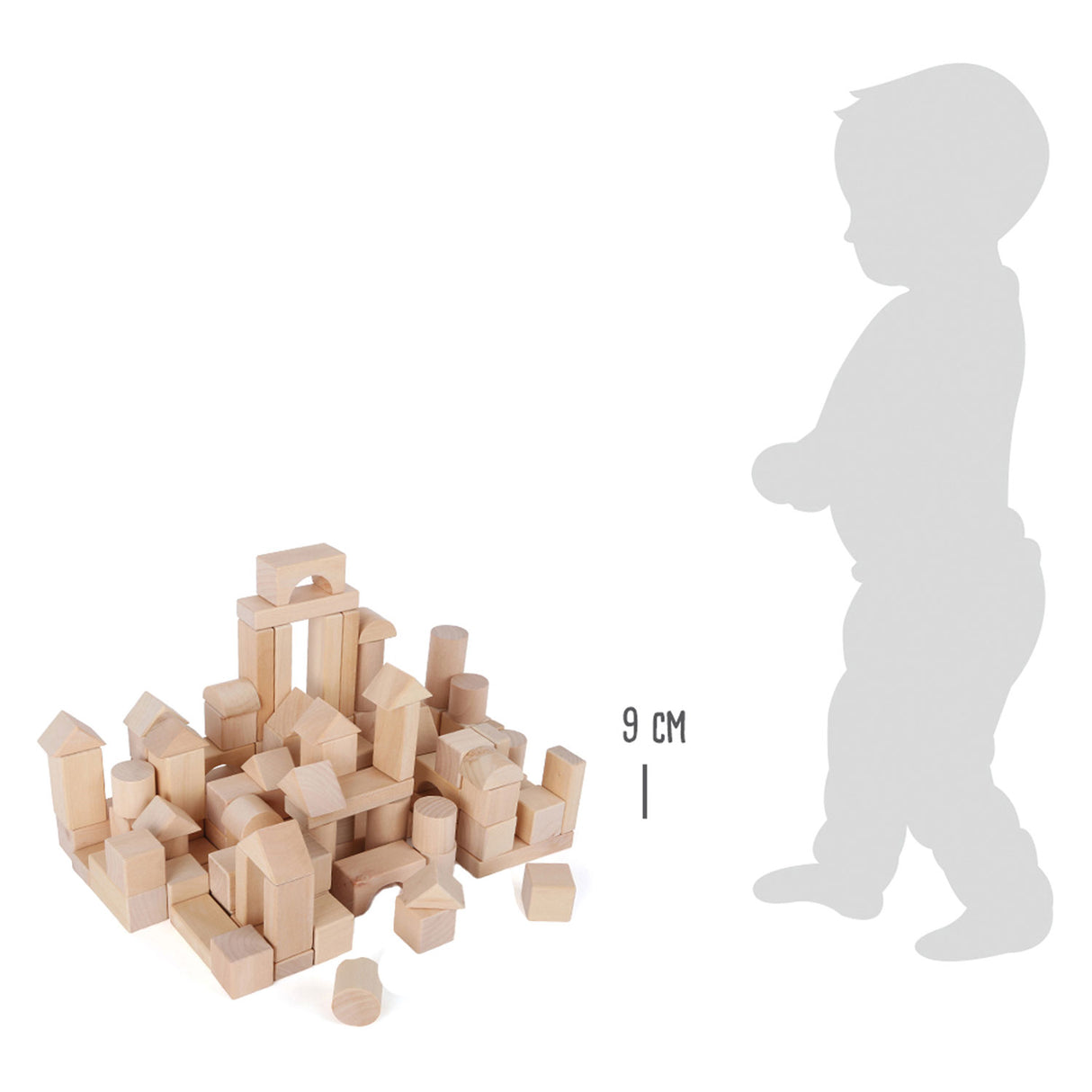 Small foot - houten bouwblokken natuurlijk in zak, 100dlg.