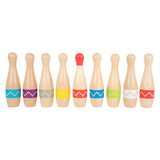 Small foot - houten kegelspel met zigzag patroon, 11dlg.