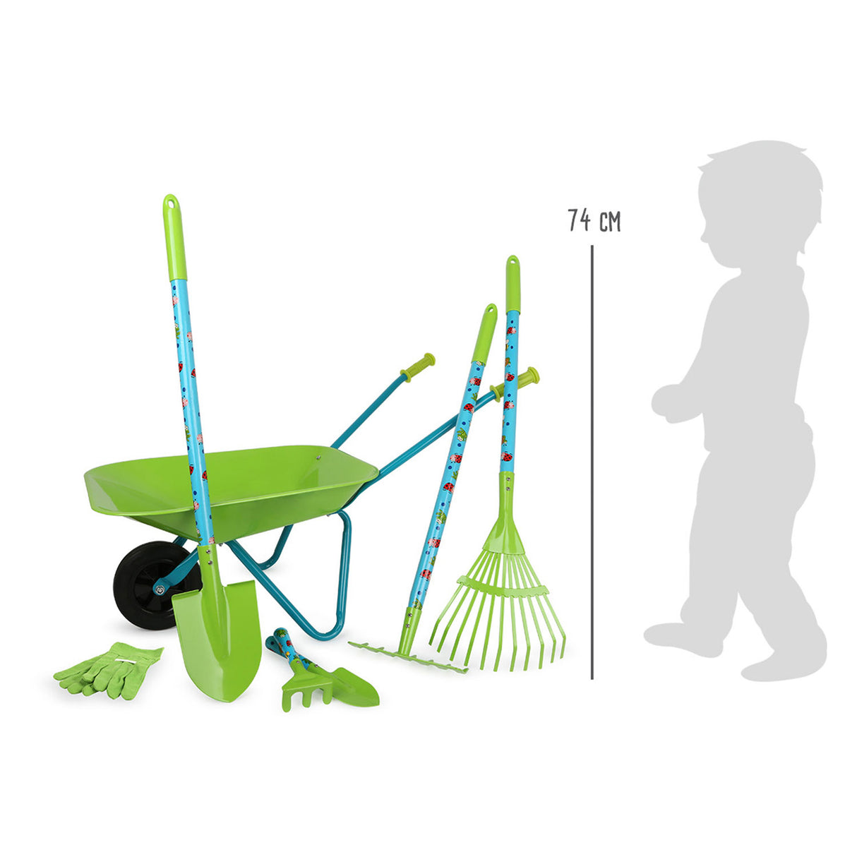 Small foot - tuingereedschap met kruiwagen groen, 8dlg.