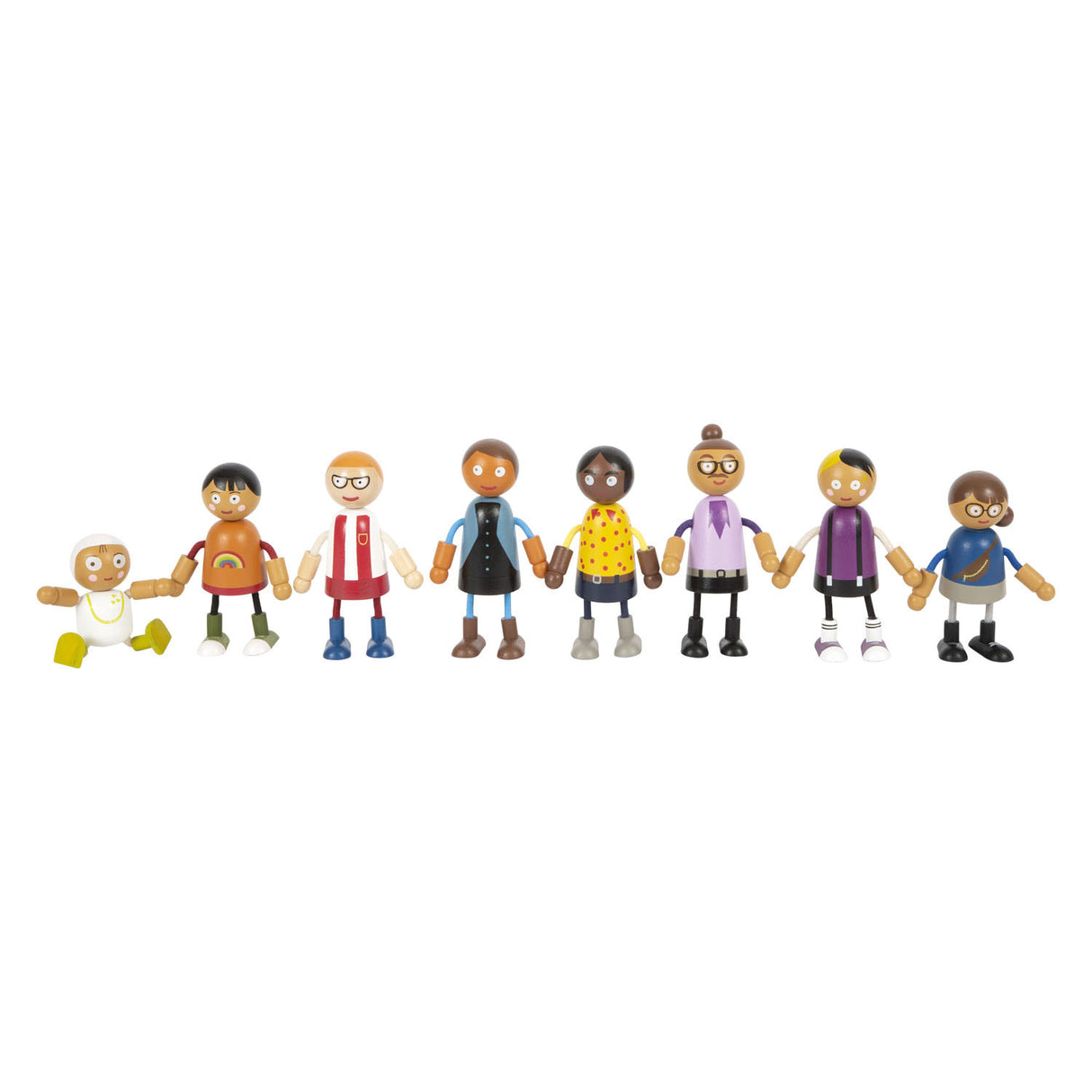 Small Foot Houten Buigzame Poppenfamilie met Baby, 8st.