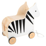 Small foot - houten speelgoedbox en trekfiguur zebra wildlife