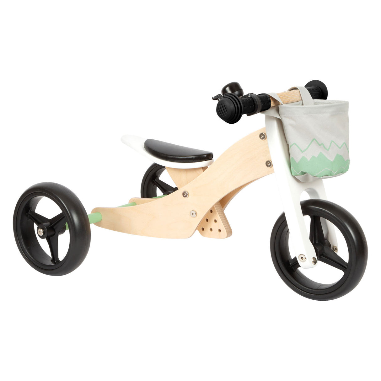 Small Foot - Houten Training Driewieler Loopfiets 2in1 Saliegroen