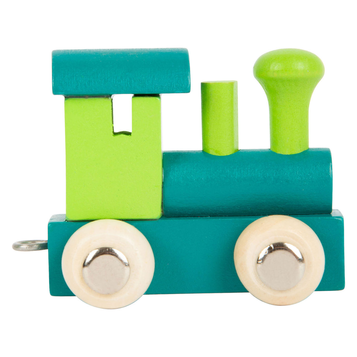 Small foot - houten lettertrein locomotief groen